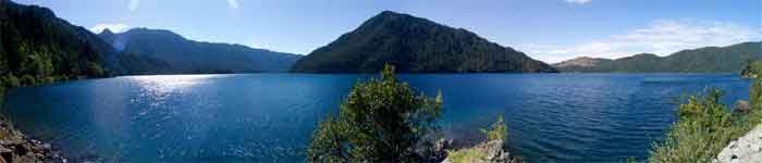 Lake Crescent on a sunny day.